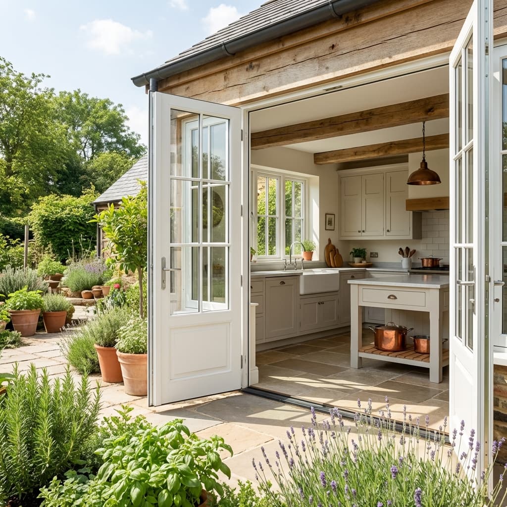 Garden-Facing Kitchen with French Access