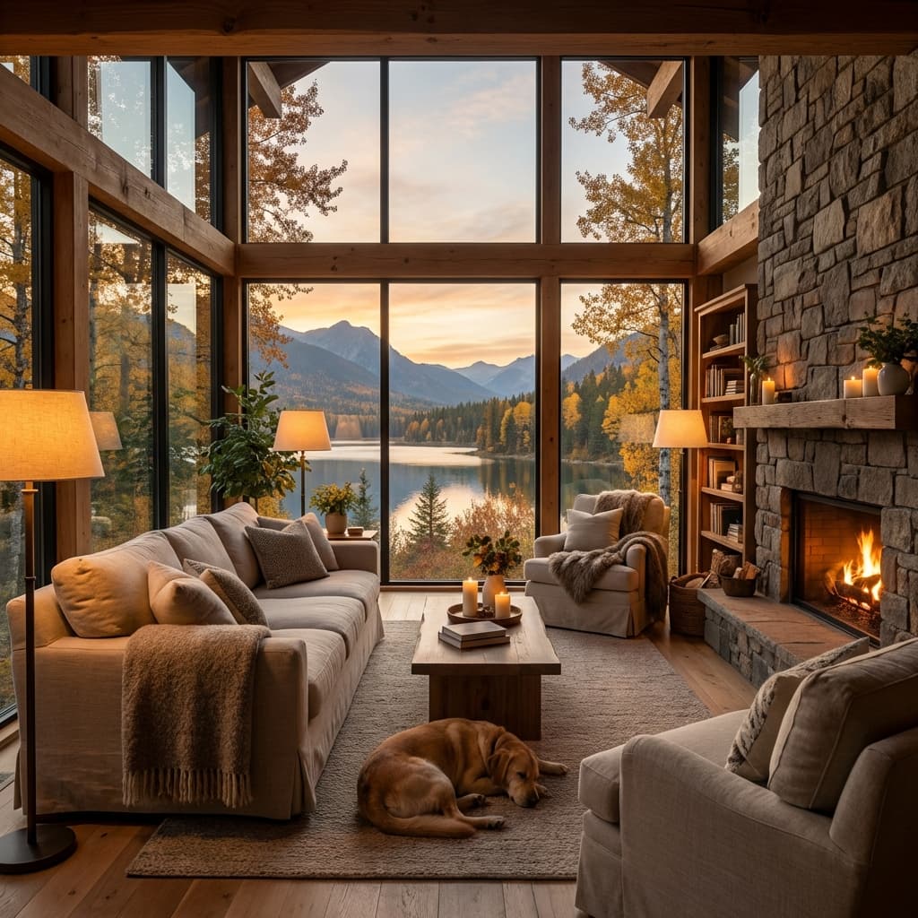 Cozy Lounge with Panoramic Fixed Windows
