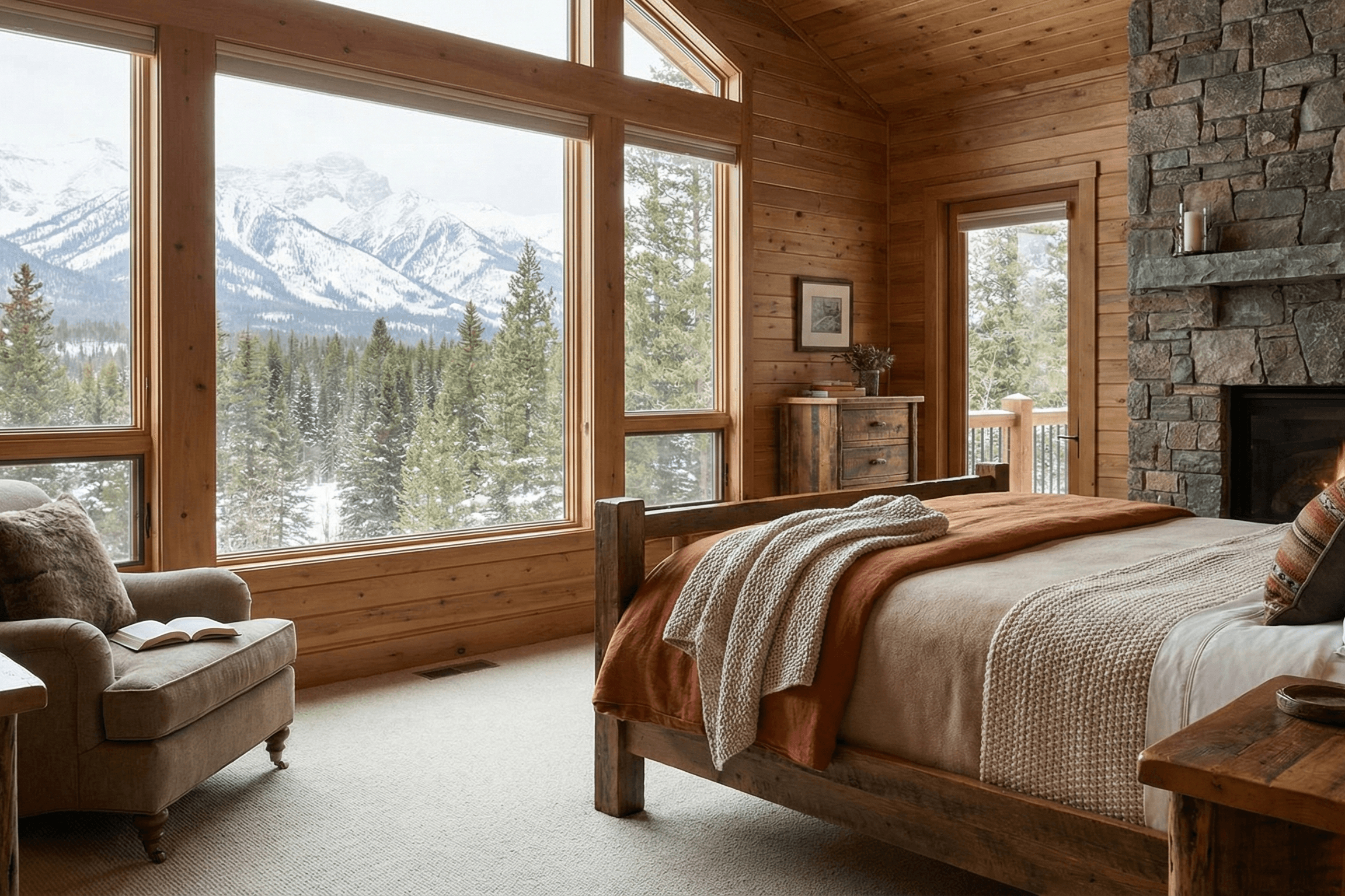 Guest Room with Fixed Picture Windows