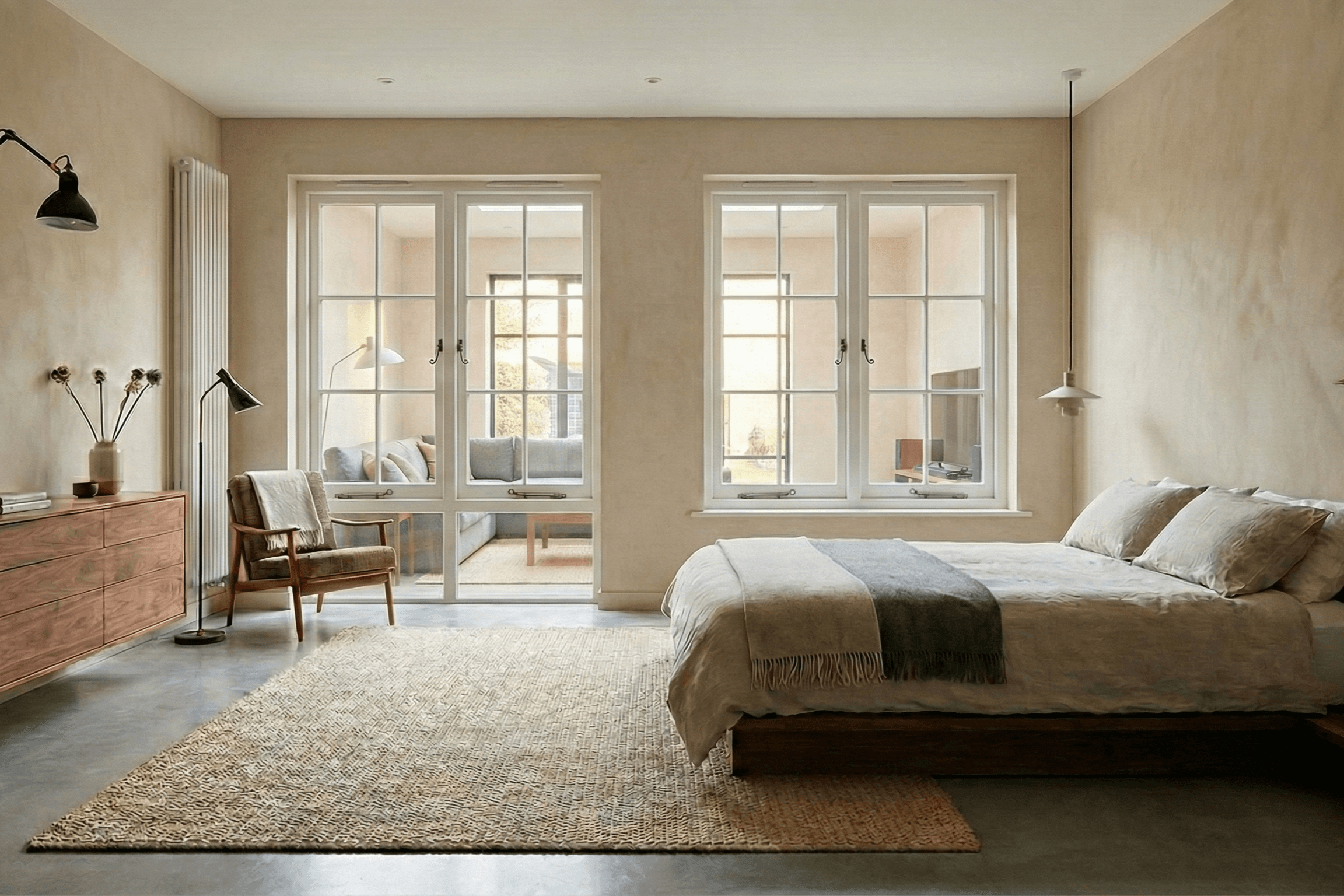 Bedroom with Combination Windows